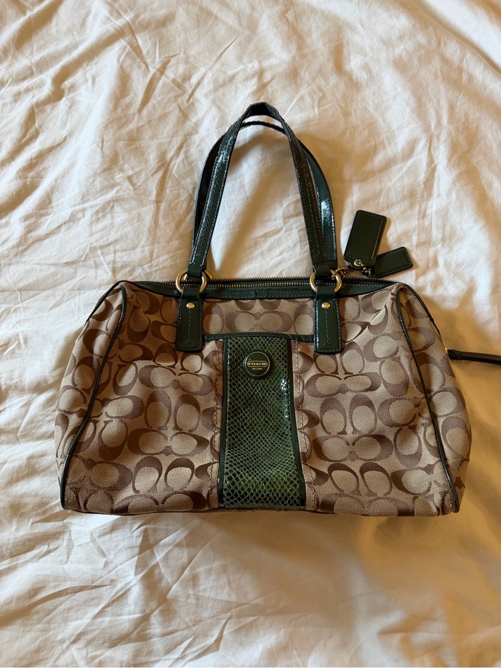 Coach Signature Python Stripe Satchel Purse